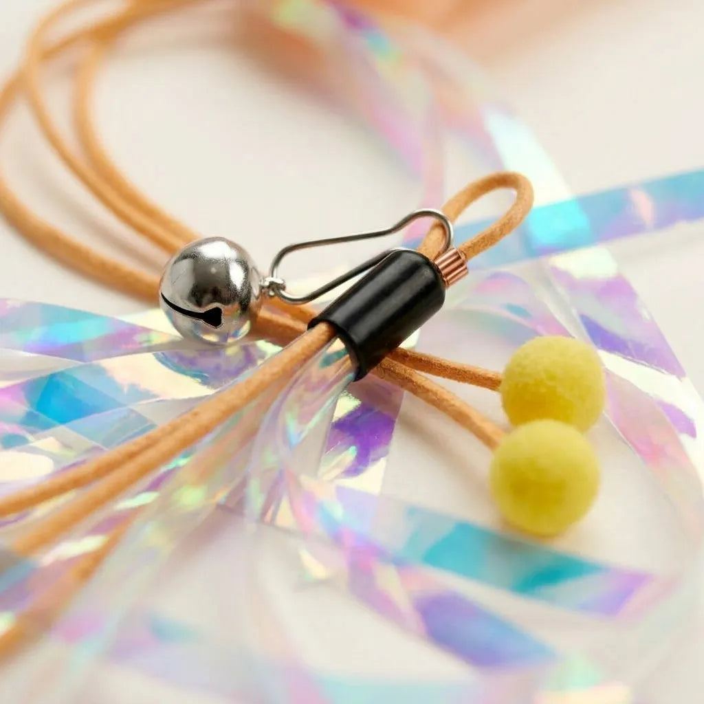 Holographic ribbon and bell clip detail