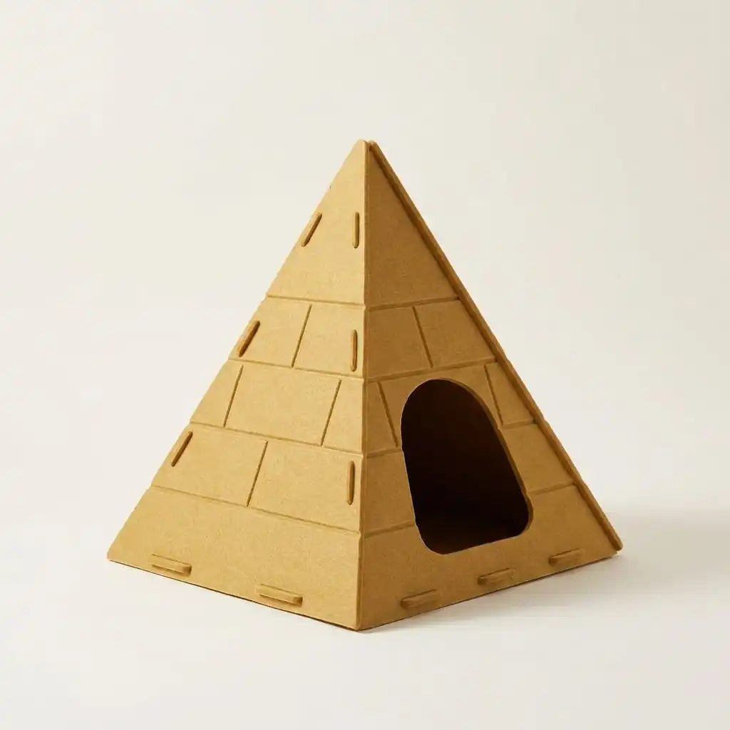 Mustard felt pyramid cat cave