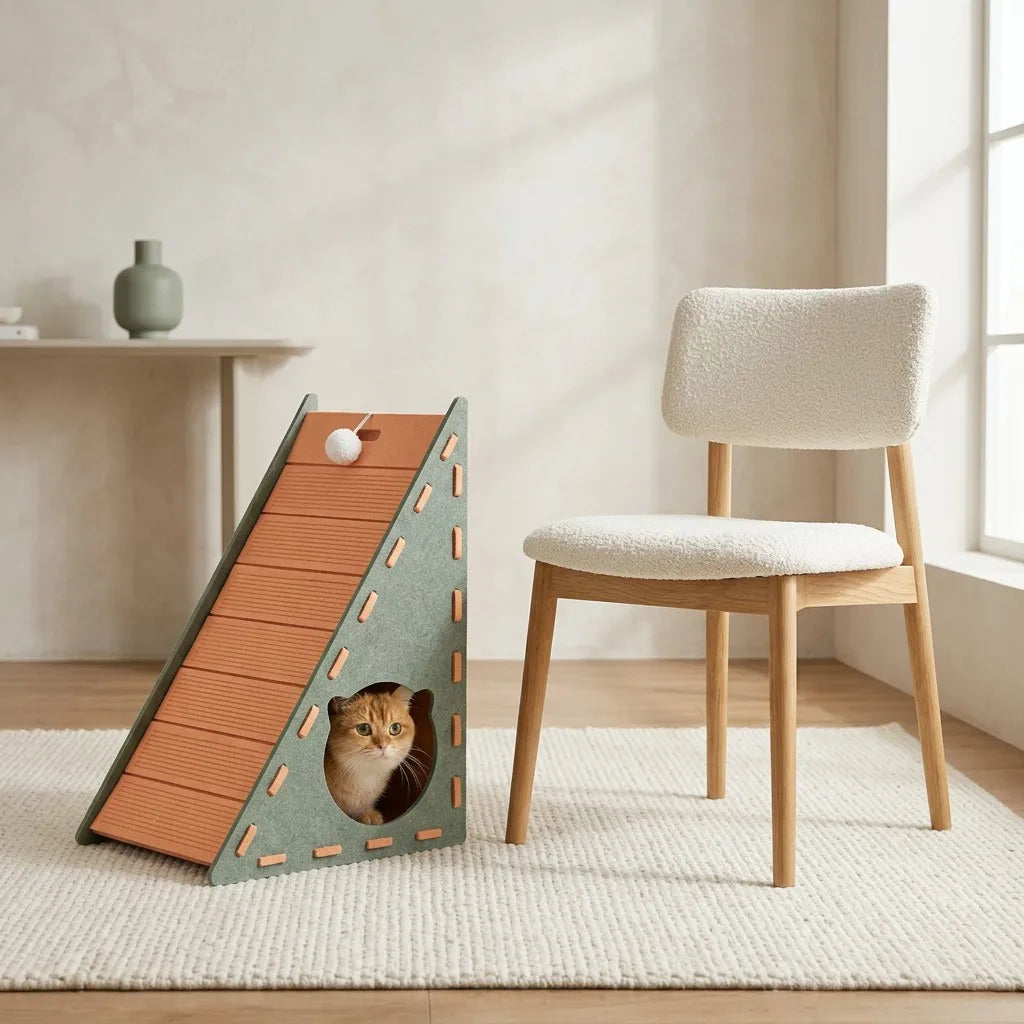 Scratcher size reference beside a chair
